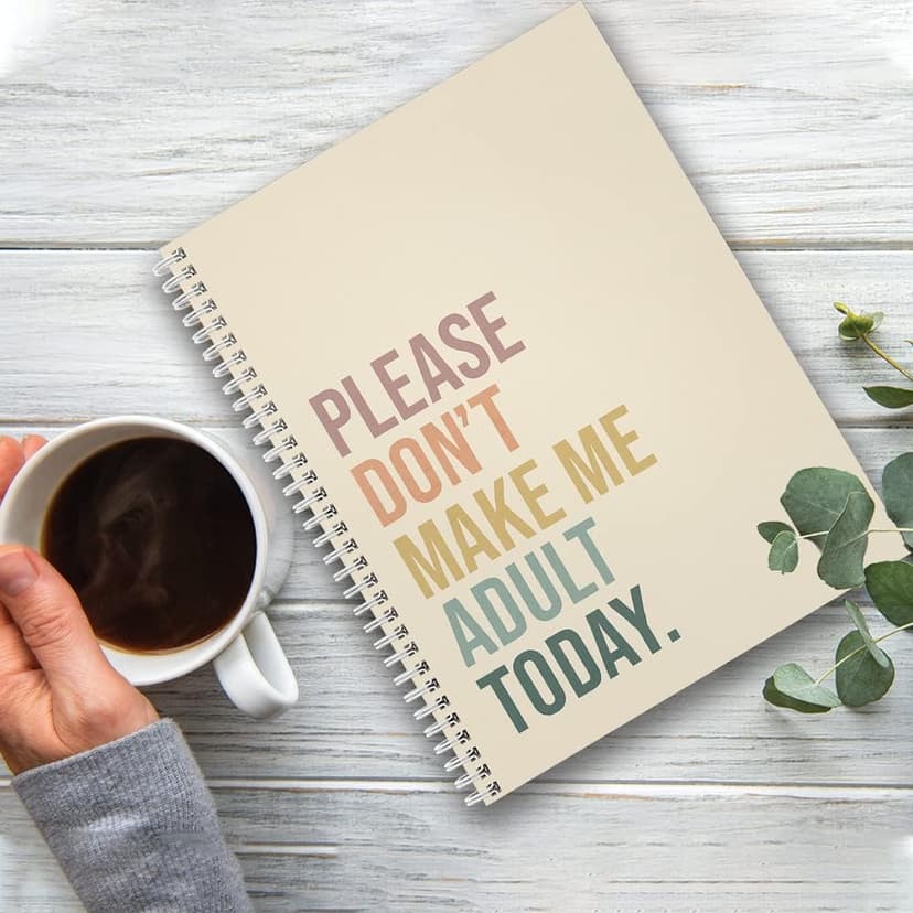 Gotcha Covered Notebooks Softcover No Adulting 8.5" x 11" Funny Spiral Notebook/Journal, 120 Checklist Pages, Durable Gloss Laminated Cover, White Wire-o Spiral. Made in the USA B09RQ75Z2J