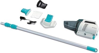 Intex ZR200 Rechargeable Cordless Swimming Pool and Spa Vacuum Cleaner with Telescoping Handle and 2 Interchangeable Brush Heads