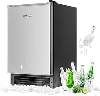 Under Counter Crescent Ice Maker Machine, 15'' W Drainless Built-in Ice Maker, 15 LBS/Day with 12 LBS Storage Bin, Perfect for Commercial Home Bar, No Drain