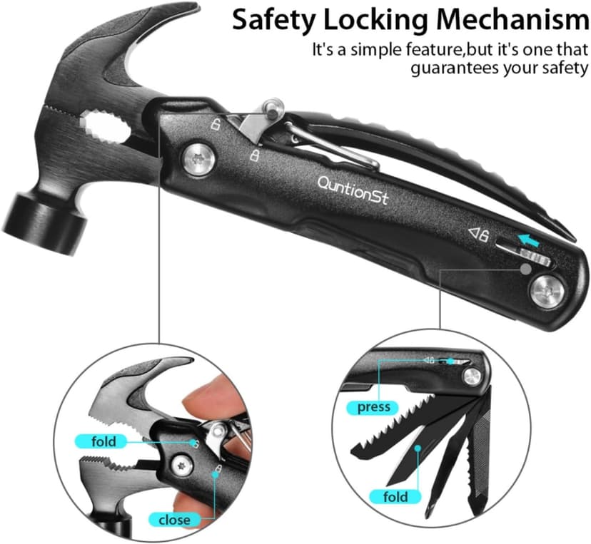 Gifts for Men, Valentines Day,12-in-1 Hammer Multitool, Stocking Stuffers for Men,Christmas Stocking Stuffers for Adults Dad Husband Boyfriend, Mens Gift for Him, Birthday Gift Idea,Mini Multi Tool B07XQZ6QWS