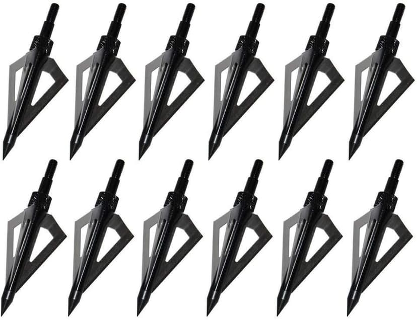 Hunting Broadheads, 12PK 3 Blades Archery Broadheads 100 Grain Screw-in Arrow Heads Arrow Tips Compatible with Traditional Bows and Compound Bow