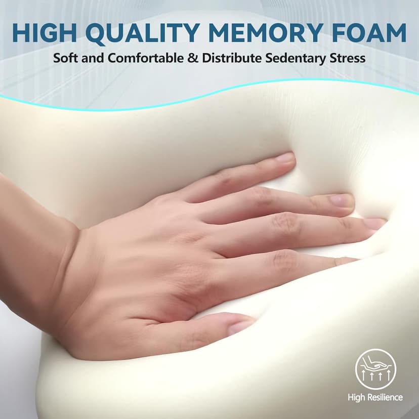 Seat Cushion & Lumbar Support Pillow for Office Chair,Memory Foam Chair Cushions for Tailbone Pain, Non-Slip Back Support for Desk,Gaming Chair,Wheelchair, Breathable & Machine Washable