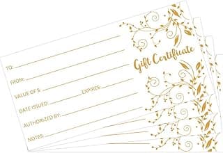 Fancy Land Blank Gift Certificates 25pcs Gold Foil Certificate Cards with Envelopes for Business Salon Spa Restaurants Vouchers for Christmas Holiday