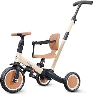 Toddler Trike with Push Handle Lets Parents Steer and Converts to Balance Bike, Fun Outdoor Toy for Boys and Girls, Khaki newyoo TR007 5-in-1 Tricycle for Toddlers 1-3, Toddler Bike, Birthday Gift B0CWLTLC2F
