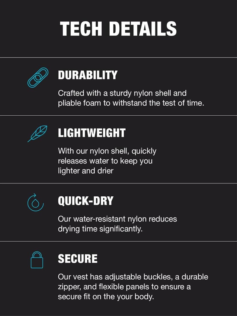 HyperLite Men's Elite Life Jacket - US Coast Guard Approved Level 70 Buoyancy Aid, Great for Any Water Sports Activity Including Boating, Paddle & Swimming
