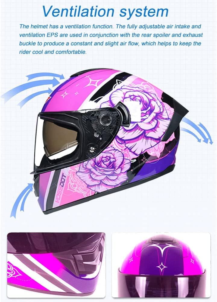 Full Face Motorcycle Helmet DOT Approved Motorbike Moped Street Bike Racing Crash Helmet, Men and Women
