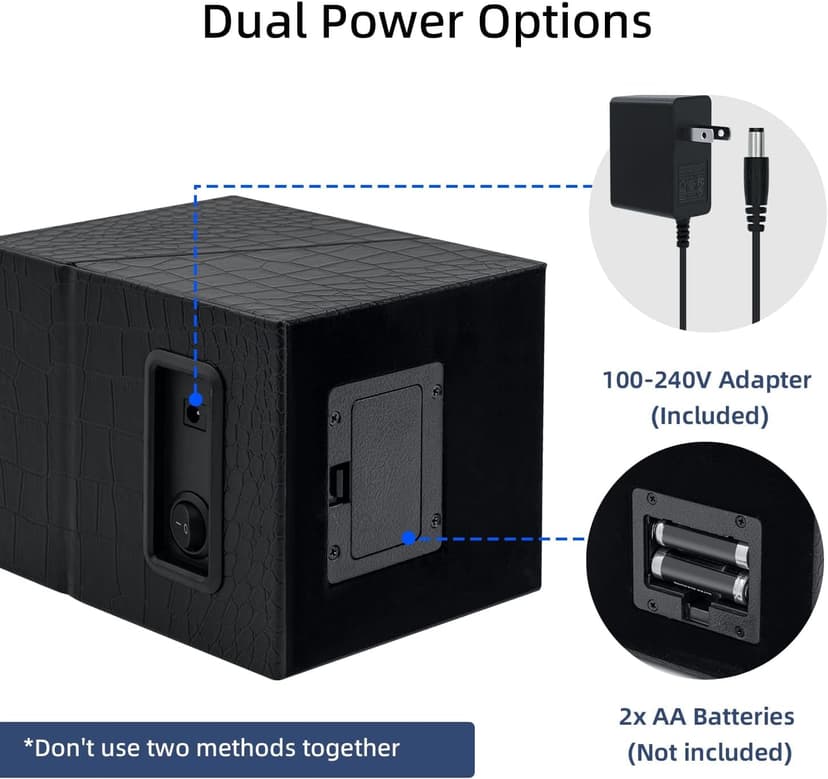 Mcbazel Mcbazel Single Watch Winder, Ultra Quiet Japanese Motor Automatic Watch Winder Box with Multiple Rotation Modes, Premium Watch Winder for Automatic Watches (AC/ Battery Powered) - Black with Crocodile Pattern