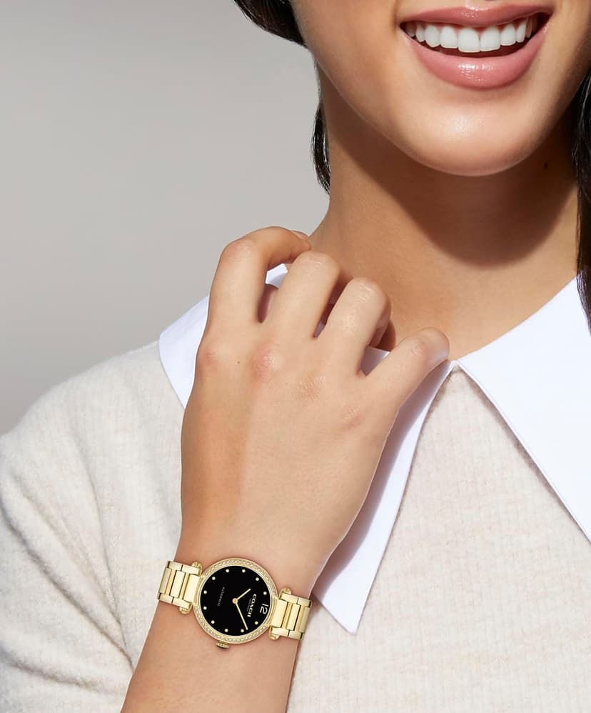 COACH Cary Women’s Automatic Watch – Link Bracelet – 2-Hand Movement – Crystal Bezel - for Day or Night wear, Gift for Her - 34mm