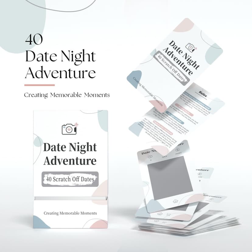 40 Date Ideas Card Games for Couples Date Night - Unique Date Deck Scratch Off Cards, Couples Gifts for Boyfriend Girlfriend, Romantic Wedding Anniversaries Newlywed Gifts for Him Husband Wife Bride