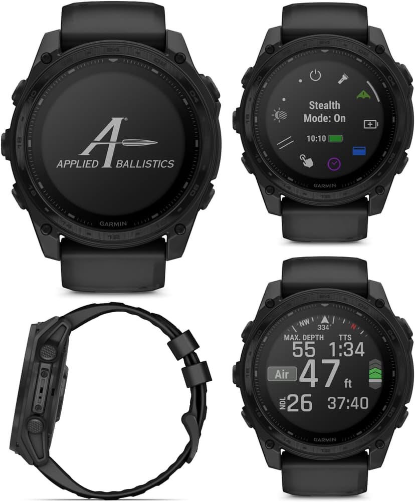 Garmin Tactix 8, 51mm Solar, Elite, Titanium Bezel, Sapphire Lens, Premium Tactical GPS Smartwatch, Includes Applied Ballistics Ultralight Elite Solver, 40M Dive Rating w/Wearable4U PowerBank Bundle