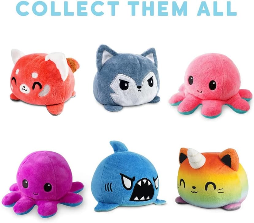 TeeTurtle Reversible Octopus Pink & Aqua 4 Inch Flip Plush B07H48YNJ2