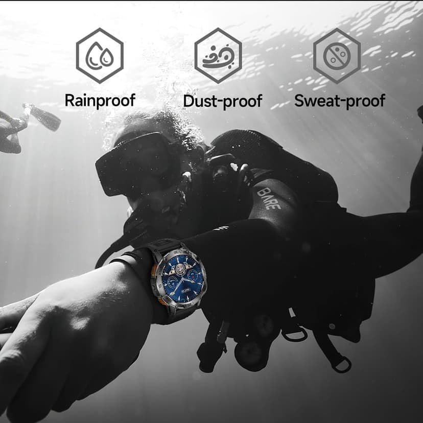 Jooeniok 2026 New Outdoor Compass with Bluetooth Calling and Health Monitoring - 100+ Exercise Modes, Music Playback, Voice Assistant, Waterproof, 1.53-inch Screen, Flashlight for Fitness and Sports