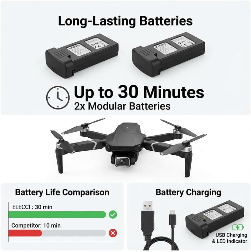 E88 Drone with Screen Controller with SD card, Foldable Mini Drone for Beginners, 2 Batteries, 360° Flips Waypoint Fly, Active Obstacle Avoidance, One Key Take Off/Landing. (2 batteries - Black)