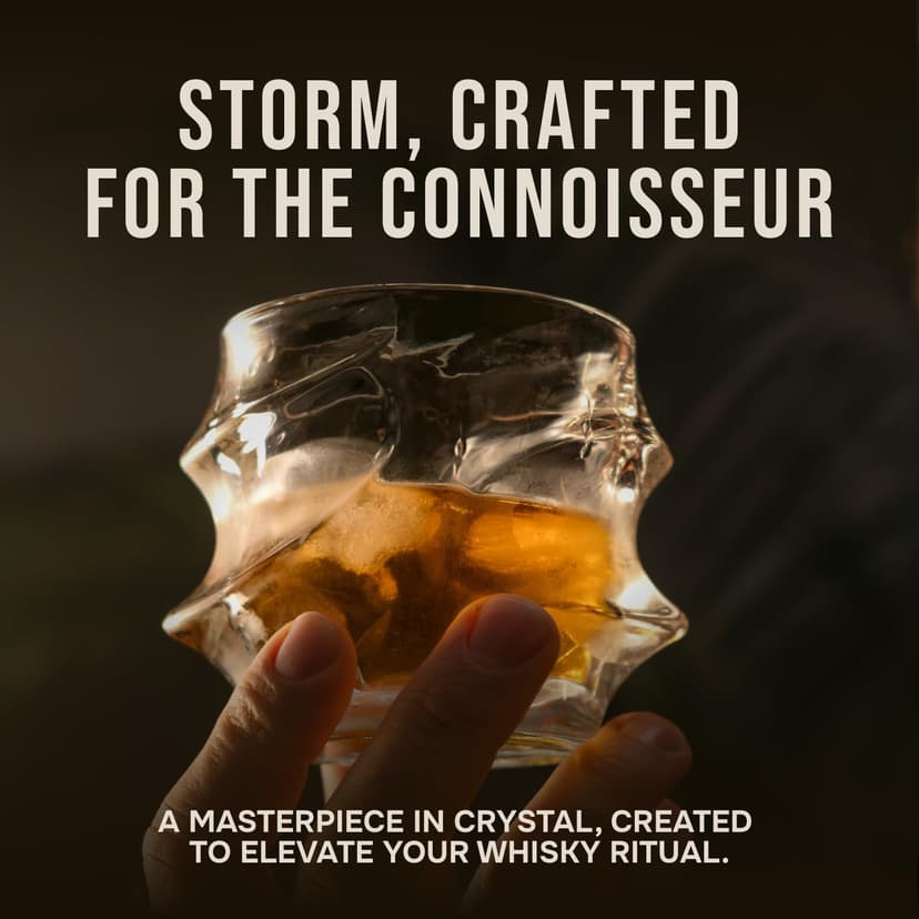 TSUKIGLASS® Storm Premium Japanese Crystal Whisky Glasses Set of 4 - Gift Ready Box, 100% Ultra Clarity Lead-Free Crystal, 10oz Tumblers for Bourbon, Scotch & Cocktails, Luxury Gift for Men