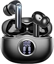 Fhumsh A10 Pro Wireless Earbuds, Bluetooth 5.3 Headphones HiFi Stereo 50H Playback LED Digital Display Ear Buds with ENC Noise Canceling Headset, IPX7 Waterproof Earphones for Gym/Running/Work, Black