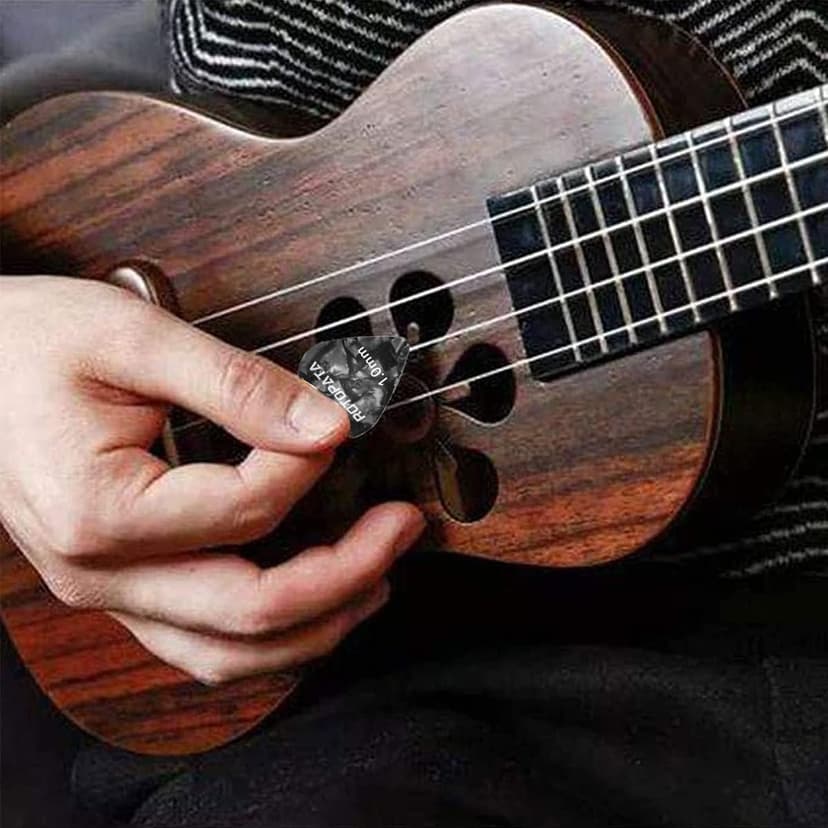 ROTOPATA Guitar Picks with Organizer Storage Box, 0.5 0.75 1.0 mm Thin Medium Heavy Plectrums, Colorful Celluloid Guitar Accessories for Bass Electric Acoustic Guitars Ukulele, 15 Pack