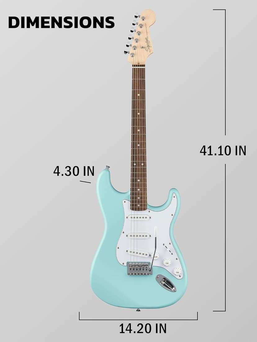 Fender Squier Stratocaster Electric Guitar - Daphne Blue Bundle with Amplifier, Gig Bag, Cable, Strap, Picks, and Austin Bazaar Instructional Video