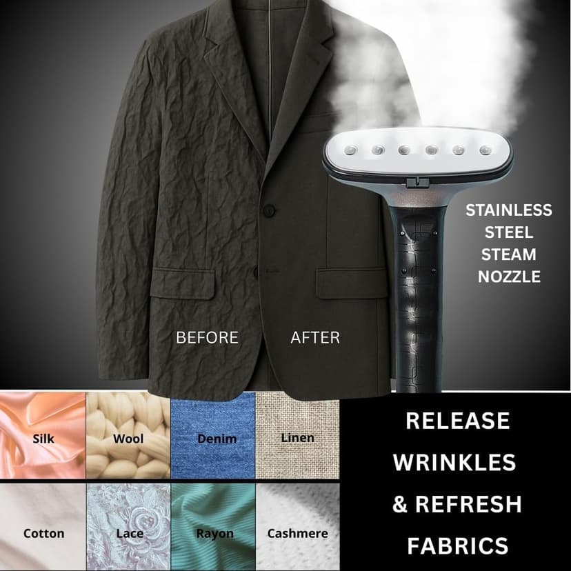 SALAV Heavy Duty Commercial Full-Size Garment Steamer with Foot Pedals and Extra Large 3L (101.5 oz) Water Tank, 1800 watts, 90+min of Continuous Steam (White)