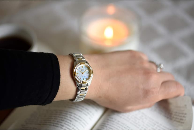 Citizen Women's Eco-Drive Dress Classic Diamond Watch in Two-Tone Stainless Steel, Mother of Pearl Dial (Model: EW1824-57D)