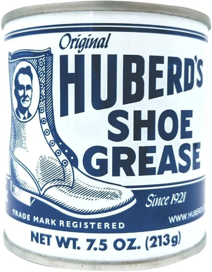 Huberd Shoe Grease Co. Huberd’s Shoe Grease (7.5oz) - Leather Conditioner and waterproofer Since 1921. Waterproofs, softens and Conditions Boots, Shoes, Bags, Belts, Jackets, car Seats, Gloves, Furniture, Saddles and tack.
