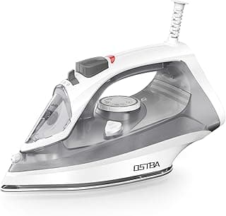 OSTBA 1600W Steam Iron for Clothes with Rapid Heating Nonstick Soleplate, Precise Thermostat Dial, Self-Cleaning, Anti-limescale, Drip Stop Function, 300ml Water Tank Clothes Iron