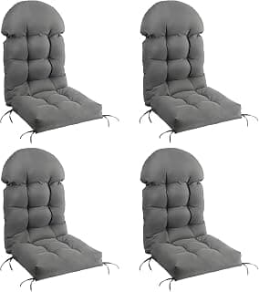 Adirondack Chair Cushions Set of 4, Outdoor Rocking Chair Cushions, Water Resistant Glider Rocker Chairs Replacement Cushions Set with Straps