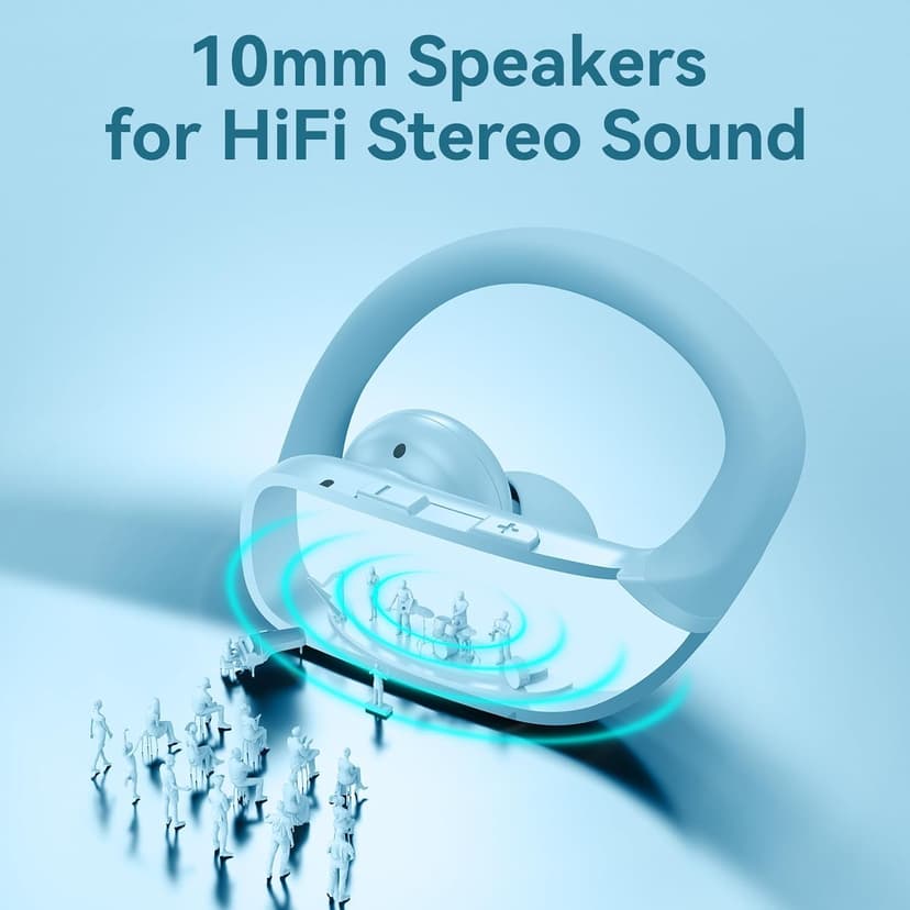 bmani Ear Buds Wireless Earbuds Bluetooth Headphones with 80H Playtime LED Display Case, Over-Ear Hook with Mic, Stereo Sound, Easy Button Controls, Sports Earphones for Running Workout Sky Blue