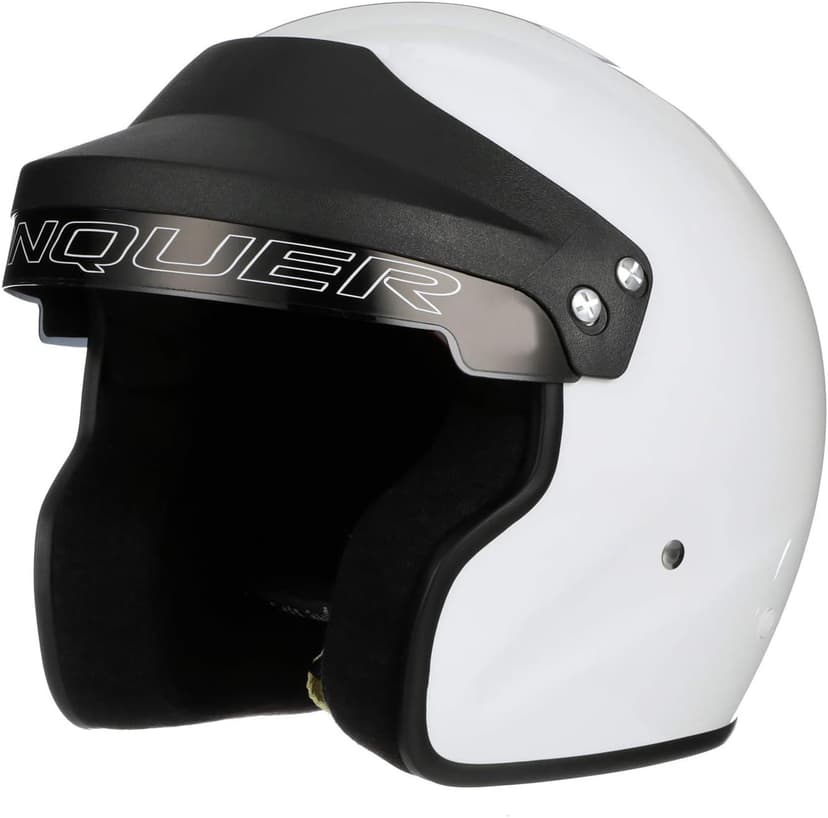 Conquer Snell SA2025 Approved Open Face Auto Racing Race Car Helmet - Adult | Men | Women | Youth - ( Black / White / Silver )