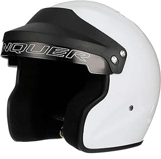 Conquer Snell SA2025 Approved Open Face Auto Racing Race Car Helmet - Adult | Men | Women | Youth - ( Black / White / Silver )