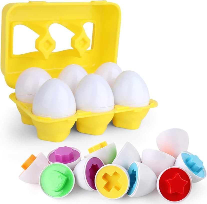 VUIYA Toddler Toys - Color Matching Egg Set - Educational Color, Shapes and Sorting Recognition Skills - Puzzle for Kid Baby Boy Girl, Easter Basket Gift (6 Eggs) B08RRM7V1P