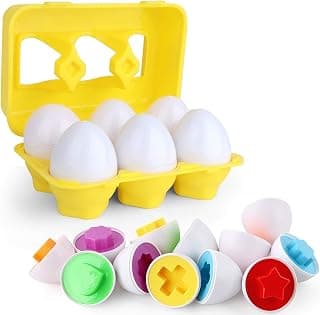 VUIYA Toddler Toys - Color Matching Egg Set - Educational Color, Shapes and Sorting Recognition Skills - Puzzle for Kid Baby Boy Girl, Easter Basket Gift (6 Eggs) B08RRM7V1P