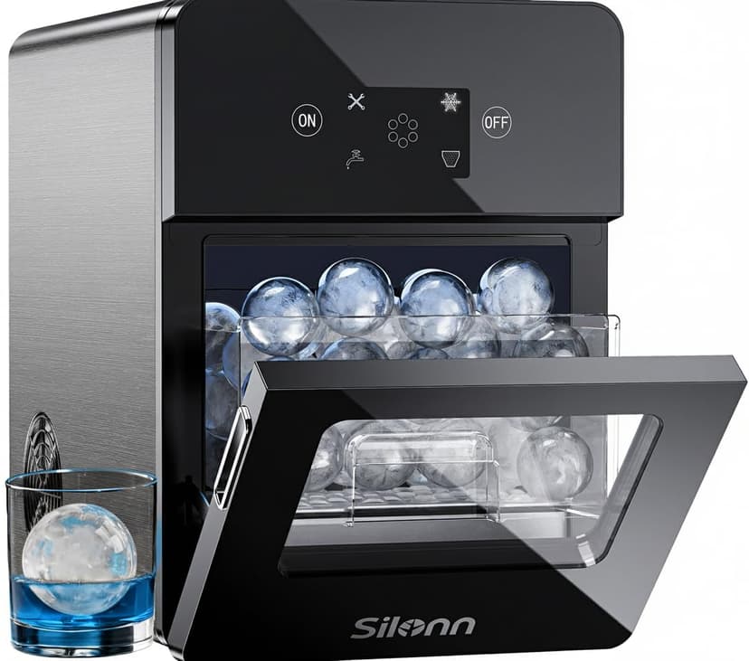 Silonn 2.4″ Sphere Ice Maker, Clear Ice Ball Maker with Slow-Melting, 3 pcs in 40 Mins, 100 pcs/Day, Crystal Sphere & Rapid Sphere Technology, Self-Cleaning Ice Maker Countertop Ideal for Whiskey