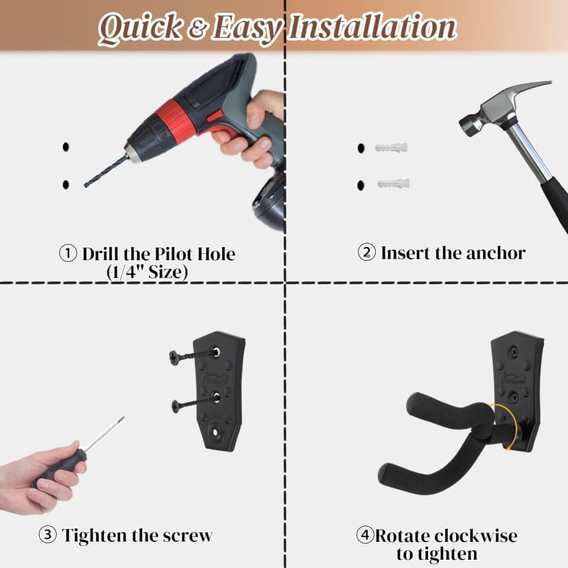 Onmiwod Guitar Wall Mount 3 Pack, Black Metal Guitar Hanger, V-Shaped Guitar Wall Hangers Mount, Guitar Holder Hook Stand Wall for Acoustic, Electric Guitar, Banjo, Bass, for Guitar Player Men Boy