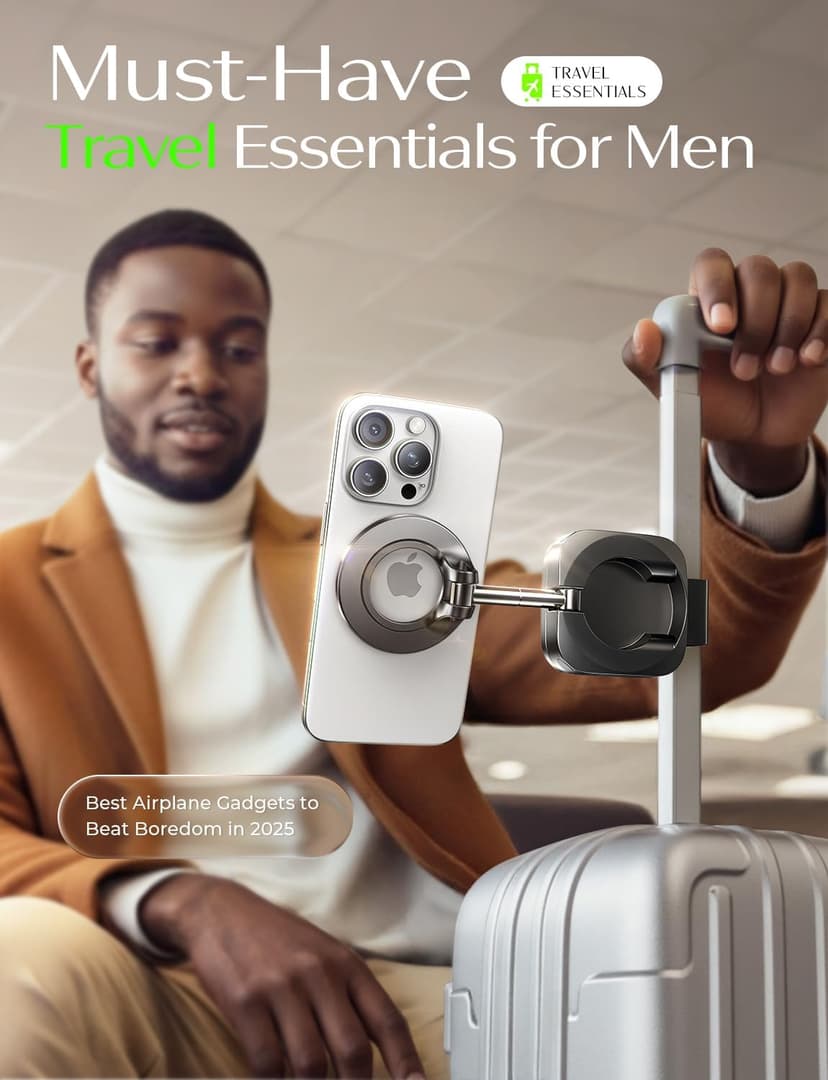 Phone Stand Hands Free MagSafe Travel Accessories Flying Long Flight International Travel Must Haves Gifts for Men LISEN Airplane Travel Essentials for Flying Airplane Phone Holder for Desk B0CKN1N2YH