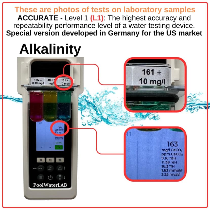 Digital Pool Water Tester Photometer – Accurate Water Analyzer for Pools, Spas & Hot Tubs – Tests 27 Parameters – Bluetooth/WiFi – App for pH, Chlorine, Alkalinity & More