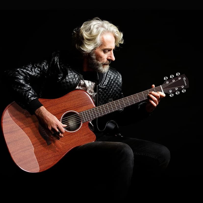 Rosen G31 Dreadnought Acoustic Guitar Soild Mahogany Top 41 Inch Guitarra Full Size Cutaway with Gloss Finish Bundle Starter Kit with Gig Bag, Strings, Strap, and Picks