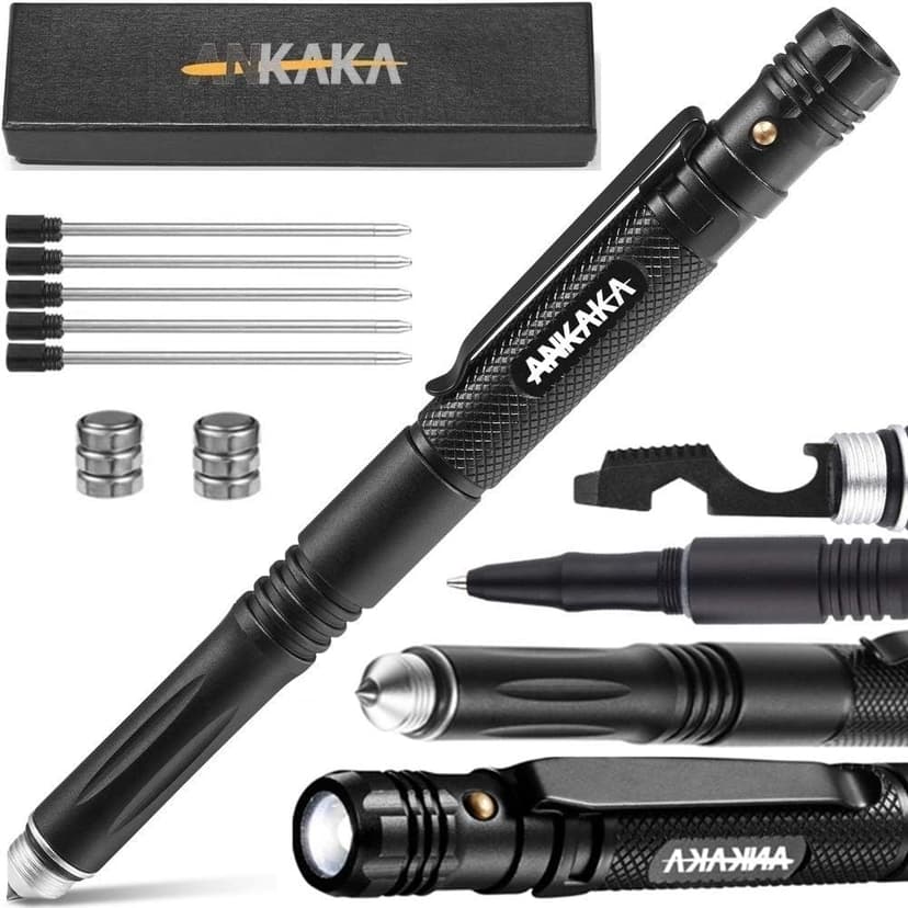 The Most Loaded 6-in-1 Tactical Pen: Solves Other Brands' Weaknesses,Self Defense Tip + Flashlight + Ballpoint + Bottle Opener + Screw Driver + Hexagonal Wrench, 5 Ink Refills + 6 Batteries + Gift Box B07RDGN4HD