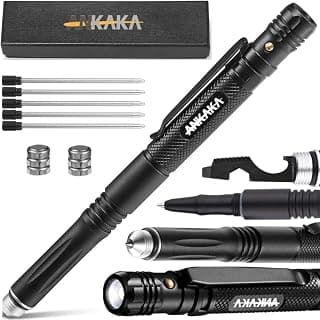 The Most Loaded 6-in-1 Tactical Pen: Solves Other Brands' Weaknesses,Self Defense Tip + Flashlight + Ballpoint + Bottle Opener + Screw Driver + Hexagonal Wrench, 5 Ink Refills + 6 Batteries + Gift Box B07RDGN4HD