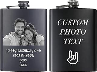 Customized Liquor Flask Gifts for Grandpa Men Him Dad Husband Fathers Day Christmas Groomsman Custom Flask for Men Personalized Engraved Hip Flasks with Photo Text 8 Oz B0FGJRKCB3