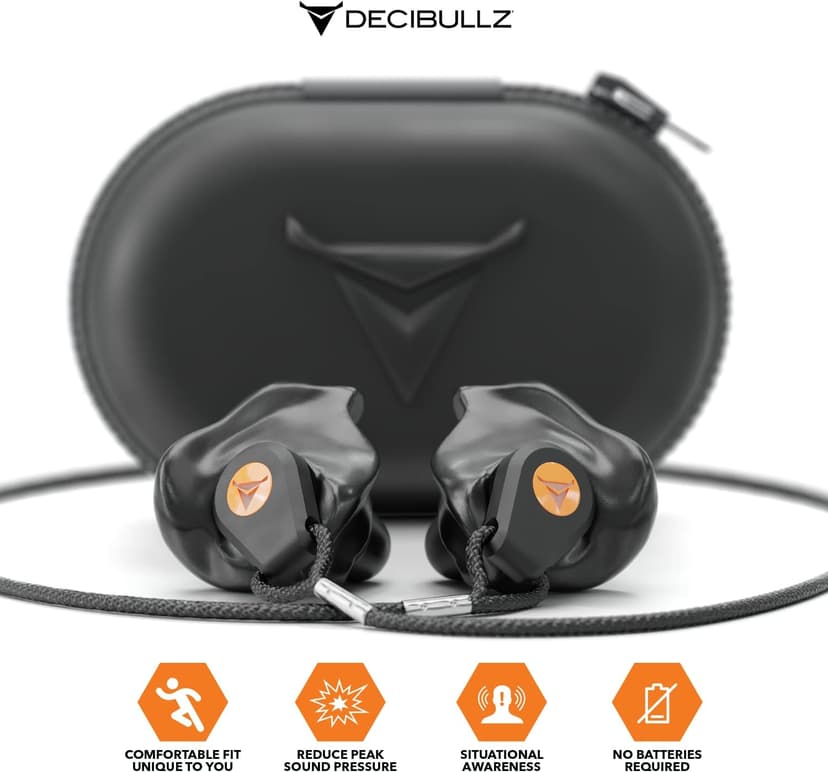 Decibullz Percussive Moldable Earplugs for Hunting & Shooting, Gun Range Hearing Protection for Shooters, Reusable Ear Plugs for Shooting Range