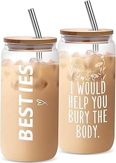 Funny Gifts for Women, Bestie Birthday Christmas Mothers Day Friendship Gift for Best Friend Soul Sister Mom BFF Coworker Glass Cup