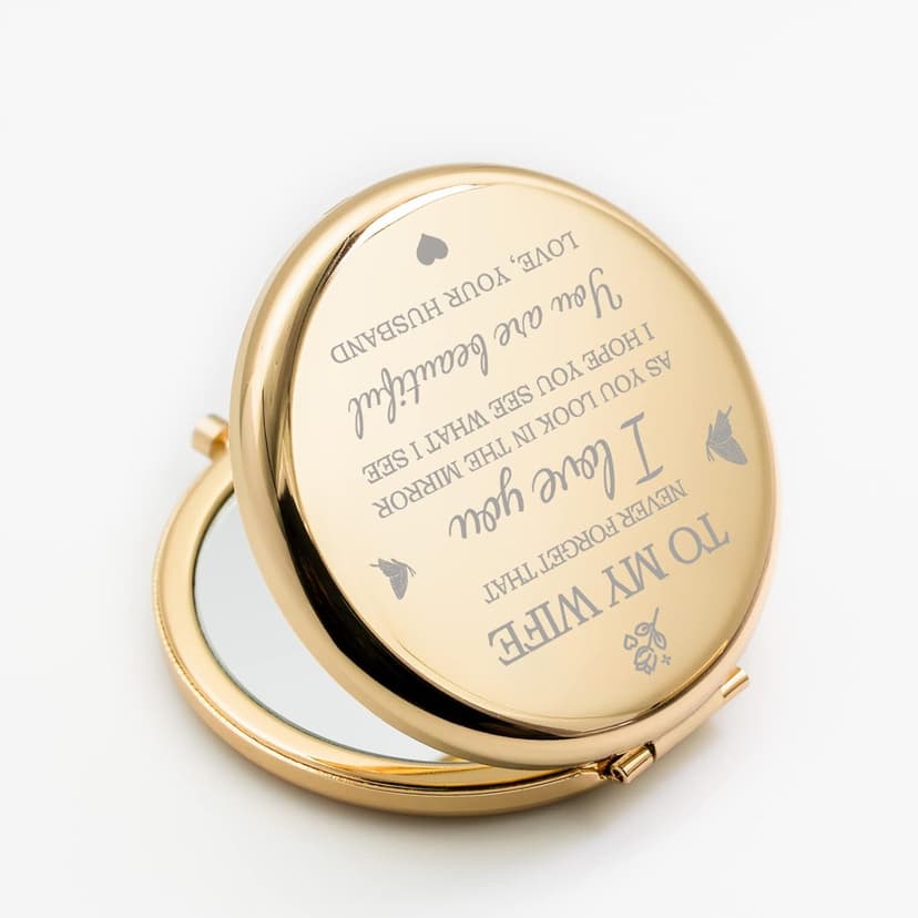 Gifts for Wife I Love You Wife Gold Compact Mirror