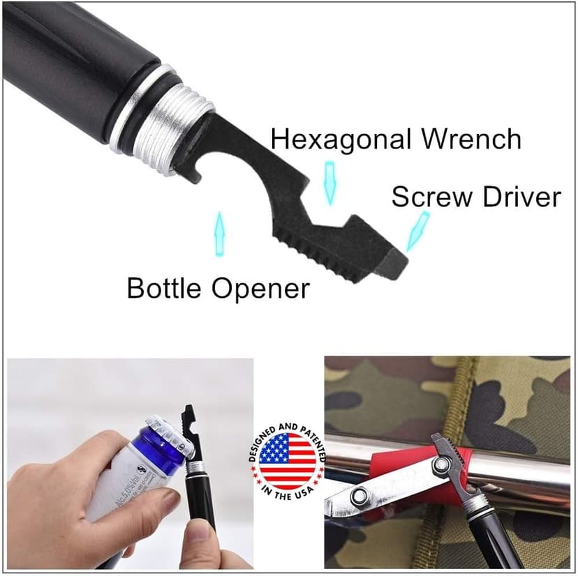 The Most Loaded 6-in-1 Tactical Pen: Solves Other Brands' Weaknesses,Self Defense Tip + Flashlight + Ballpoint + Bottle Opener + Screw Driver + Hexagonal Wrench, 5 Ink Refills + 6 Batteries + Gift Box B07RDGN4HD