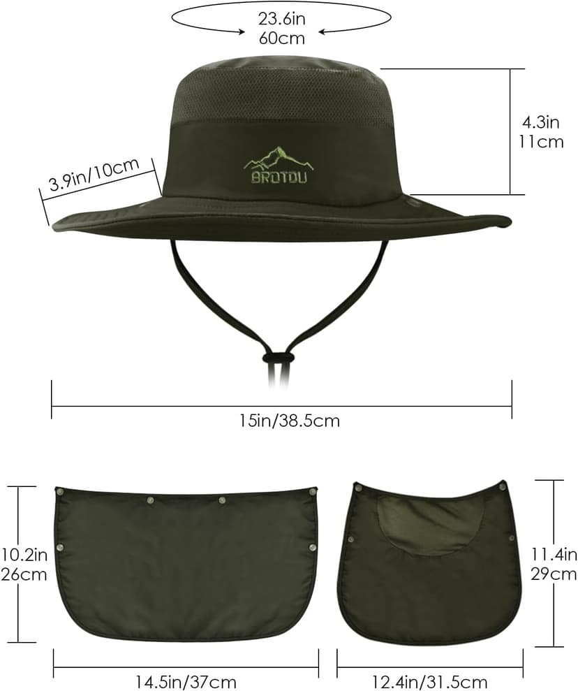 BROTOU Sun Cap Fishing Hats, UPF 50+ Wide Brim Outdoor Protection Hat, Sun Hat with Face & Neck Flap Cover for Men and Women