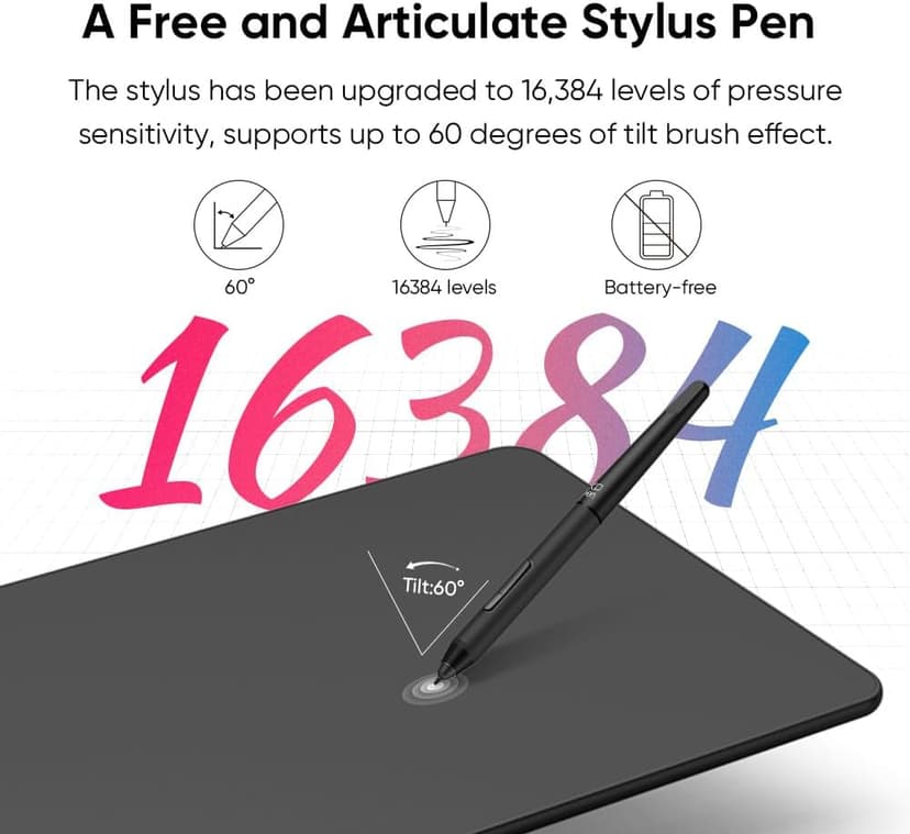 XPPen Updated Deco 01 V3 Drawing Tablet, 16384 Pressure Sensitivity, 8 Custom Shortcuts, 220 Report Rate for OSU Drawing Pad, Remote Teaching & Animation, Compatible with Android, Windows, macOS