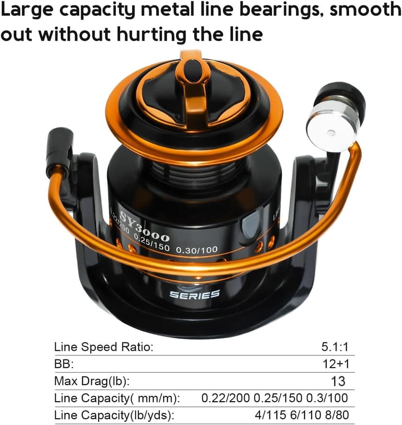 Summer and Centron Spinning Reels, 12 +1 BB Light Weight & Ultra Smooth Reel for Ice/Summer 3000/1000 Fishing Reel by QINGLER