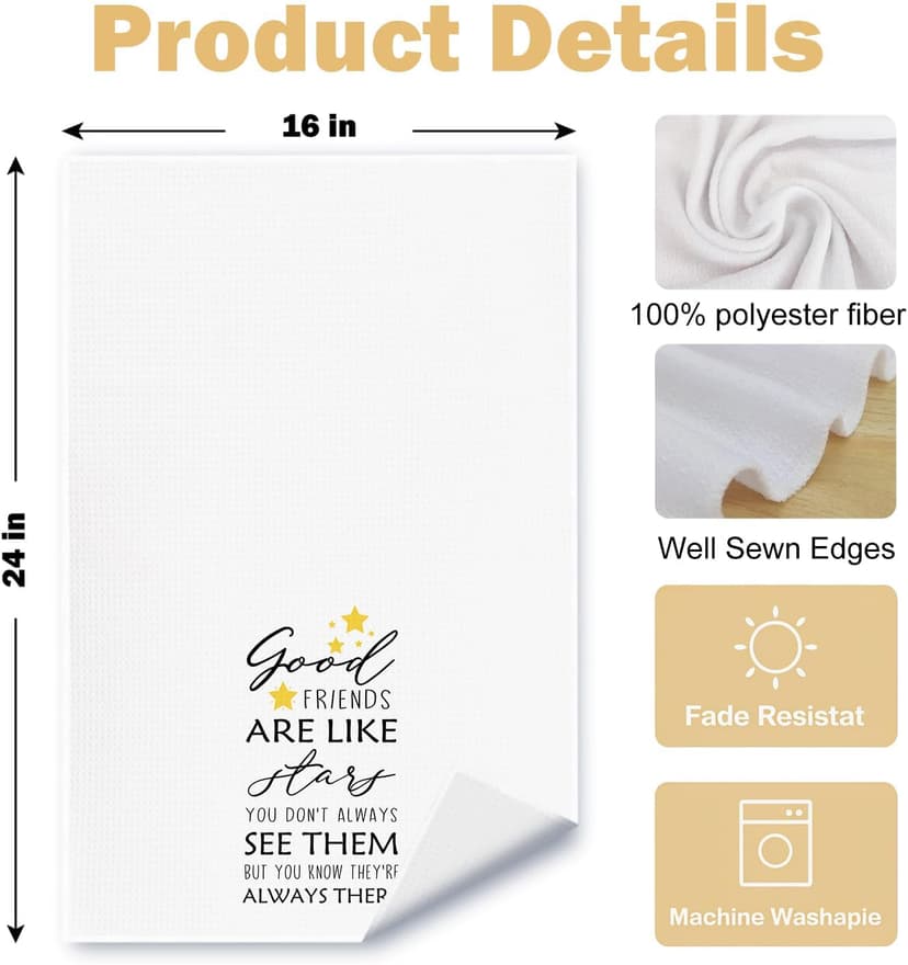 Good Friends are Like Stars Gifts Kitchen Towels, Friends Gifts Dish Tea Towels for Kitchen Decor, Friendship Gifts for Women Hand Towels for Bathroom, Best Friend Bestie BFF Gifts, 16x24in
