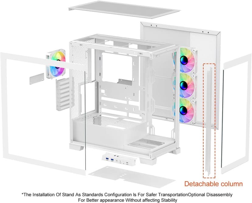 SAMA NEVIEW 4503 Mid Tower PC Case with Dual Tempered Glass Panels, 4×120mm ARGB Fans Pre-Installed, High Airflow ATX PC Case for Case PC Gaming, USB 3.0×2, Type-C Port, Supports Top 360mm AIO – White