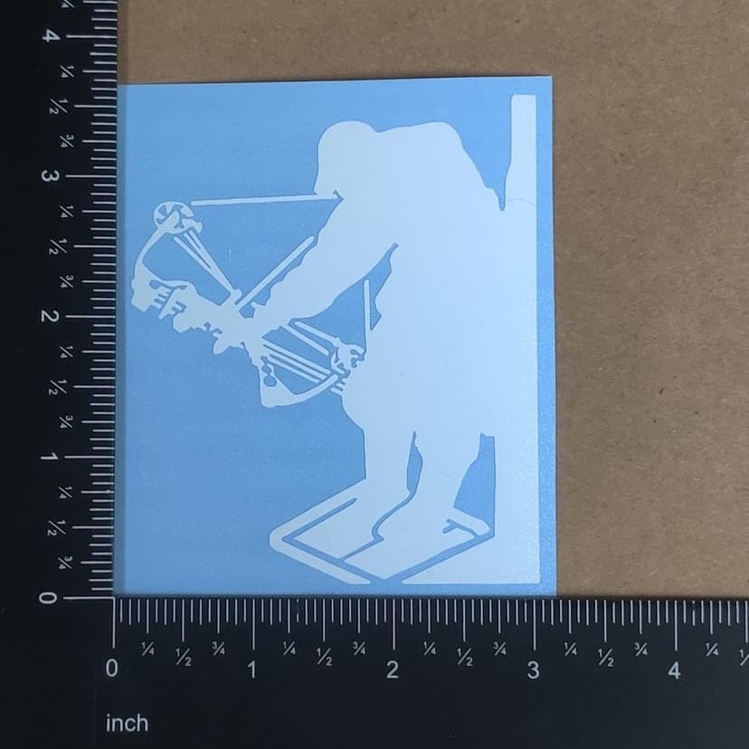 Bow Hunting Decal 4 Pack: Compound Bow, Tree Stand, Arrow Head, Hunting Scene Decals (Small ~3.5", White)