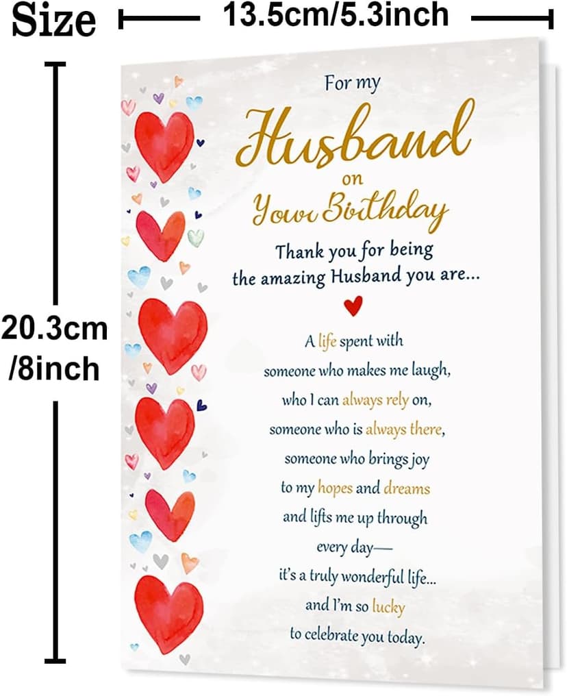 Happy Birthday Decorations for Men, 8x5.3 Inches, Double, Sided Beixian Funny Birthday Card Gifts for Husband from Wife B0FPPZBHDL